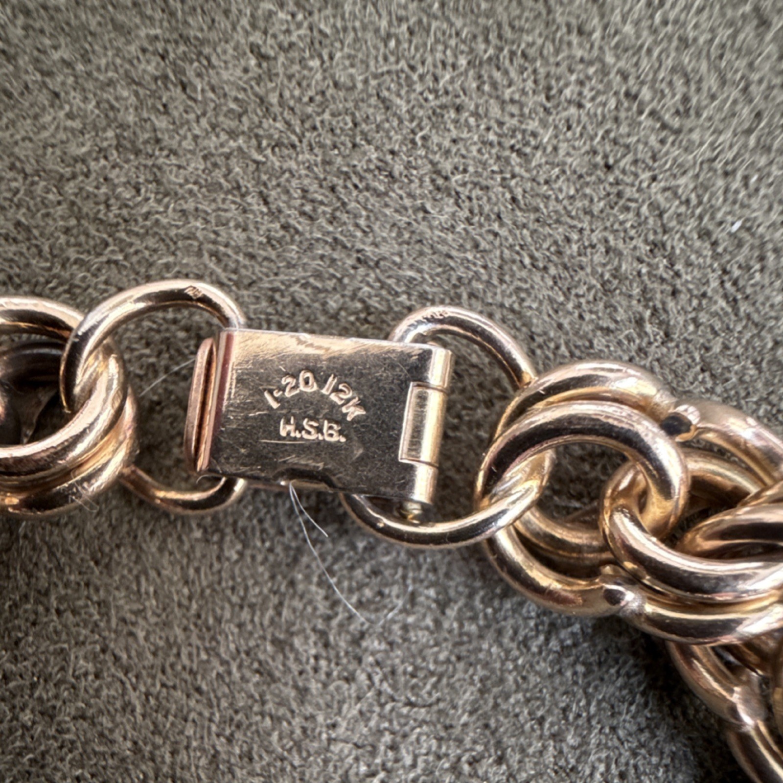 Vintage 1/20 12K Gold Filled Curb Double Link Chain Bracelet Box Clasp 7 Inch