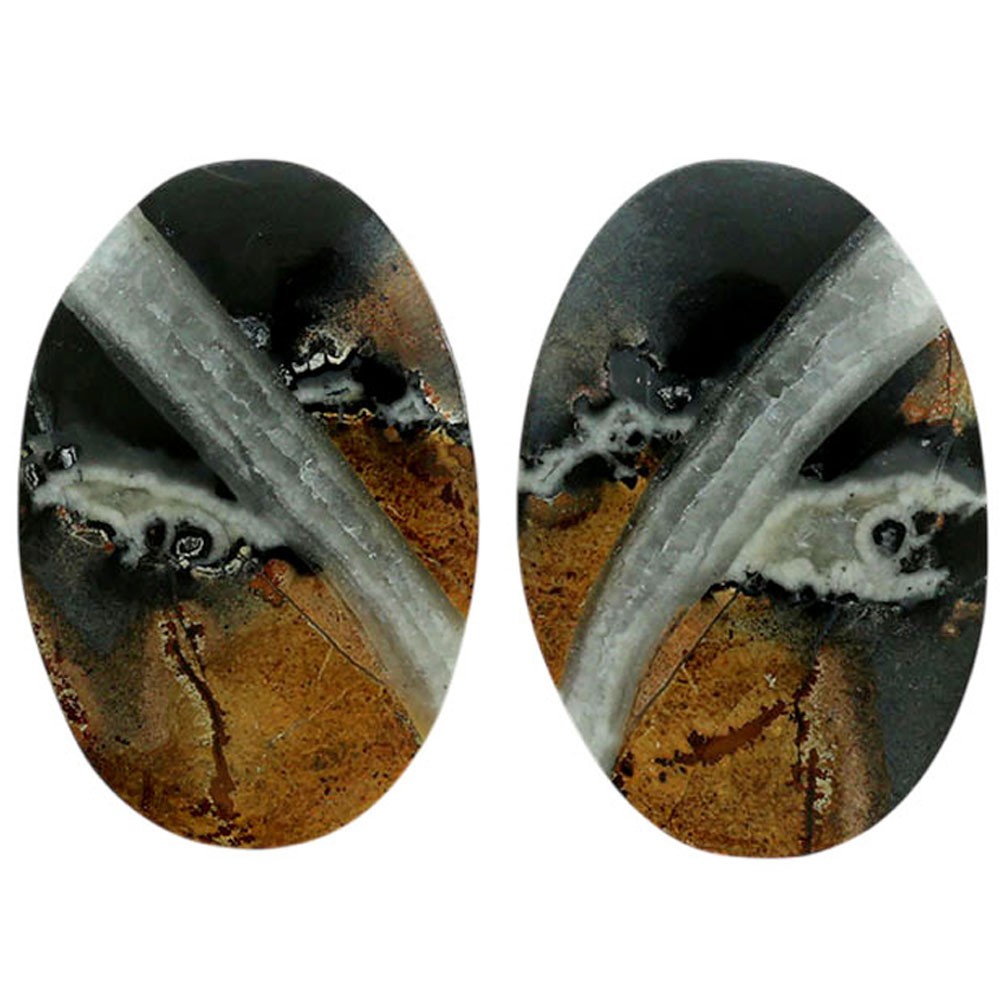 Natural Maligano Jasper Pair 17.1×25.5×3.5 mm Oval Shape Gemstone LS53-07066