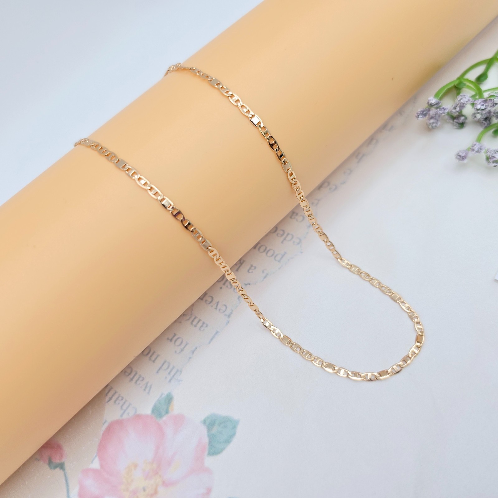 with Polished Flat Links – 45+5cm Adjustable, XPNL0046 Rose Gold Chain Necklace