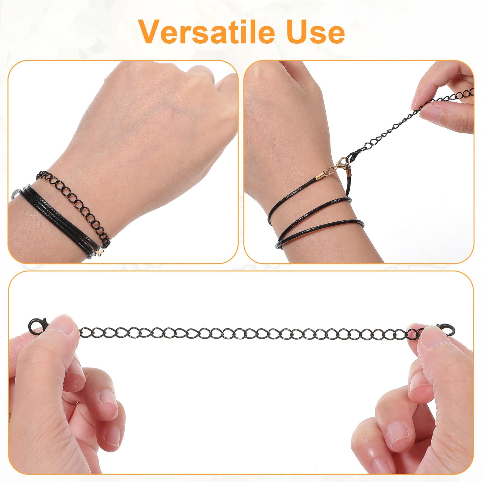20pcs Extension for Necklace, 5 Size Jewelry Extenders Necklace Chain Black