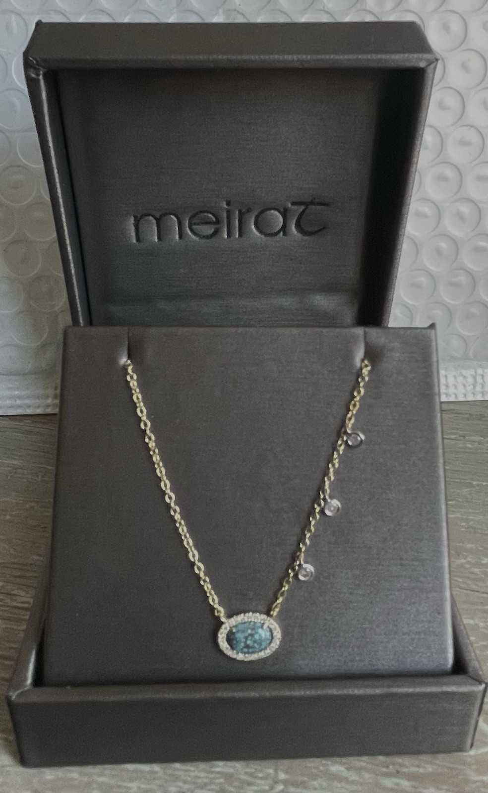 Meira T diamond turquoise pendant chain yellow silver pendant Necklace 16-18”New