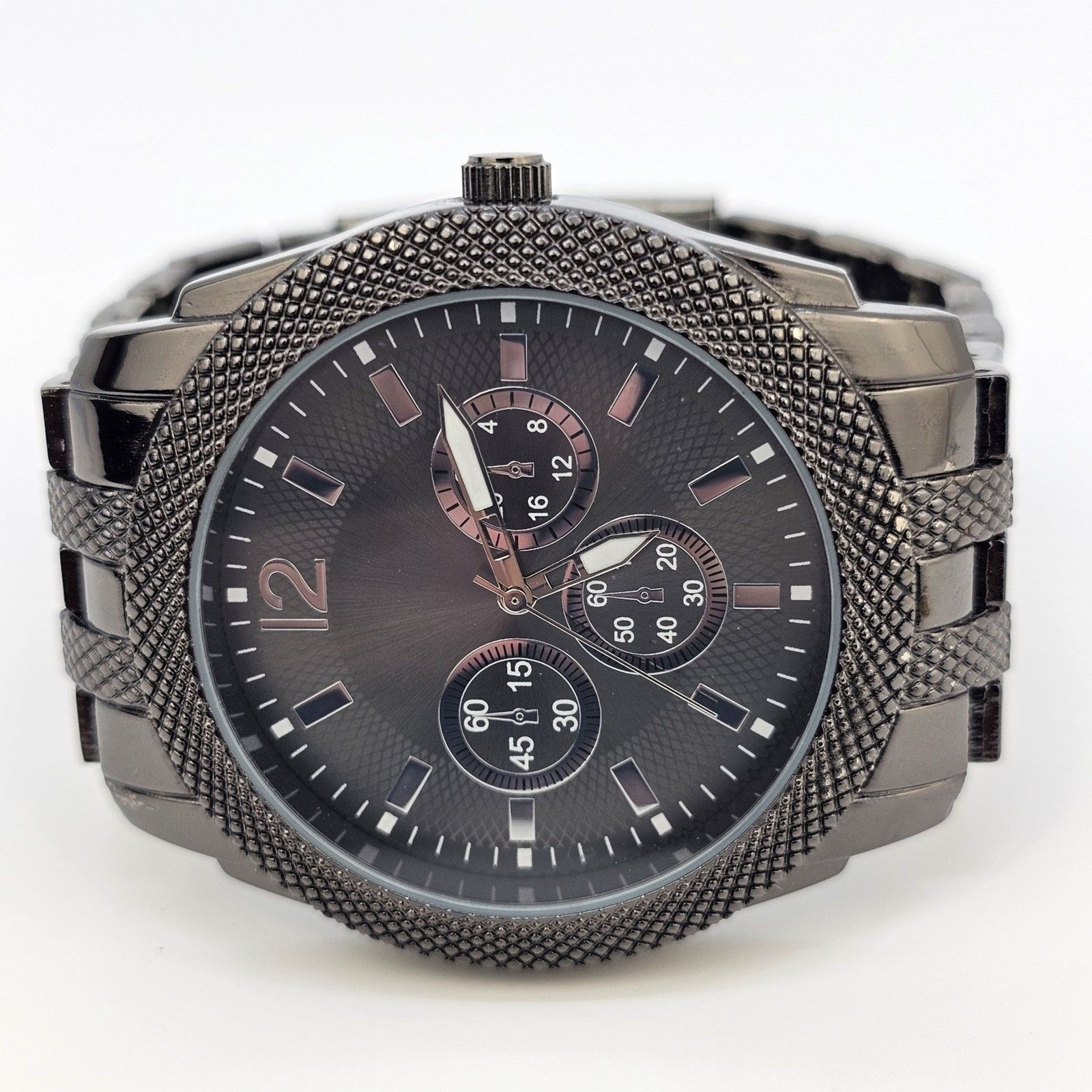 45MM Watch Men’s Black Dial Black Case Black Bracelet Band 7″ New Battery