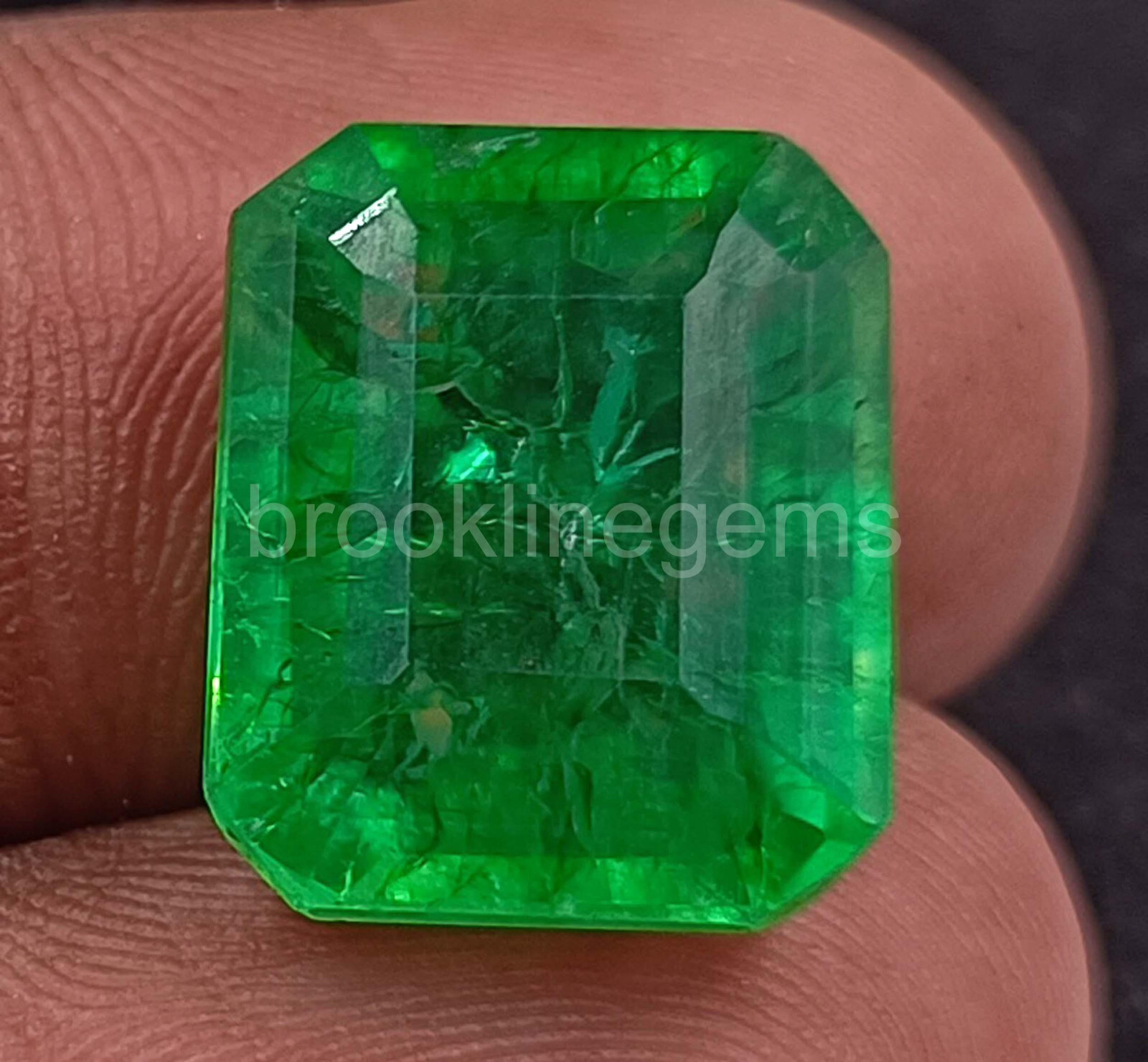 Natural Green Emerald 11.40 Ct Zambia Emerald Cut EGL Loose Gemstone 5ARP