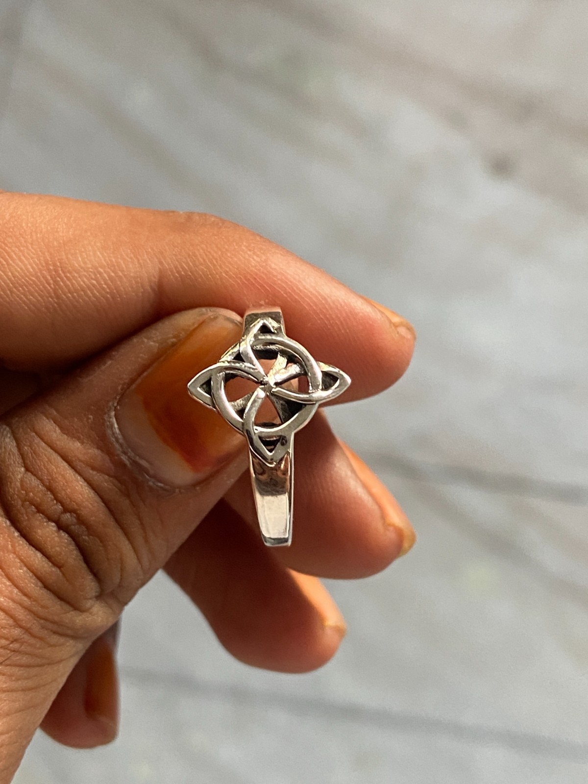 925 Sterling Silver Celtic Knot Ring Quaternary Knot Trinity Flower Band 5-15US