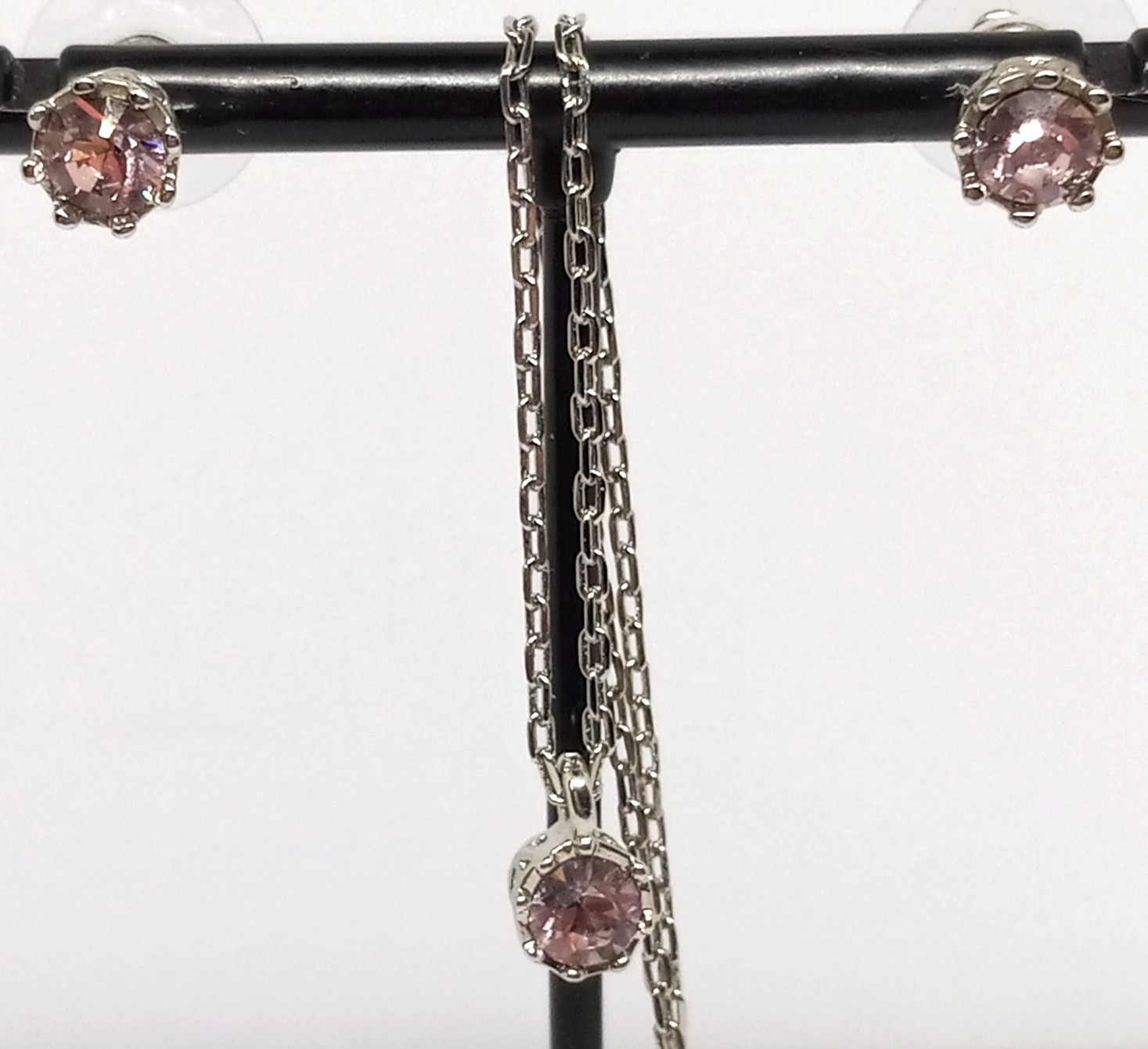 Pure Allure June Birth Stone Silver Tone 20″ Necklace Earring Swarovski Crystal