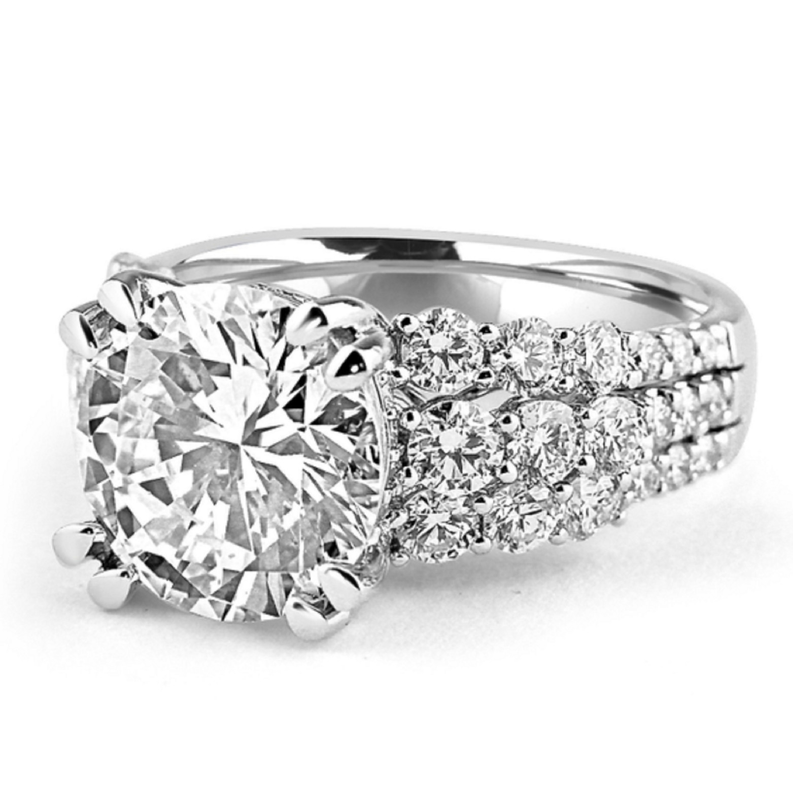 Engagement Ring 14k White Gold 3.4Ct Round Cut VVS1 White Moissanite Size 9