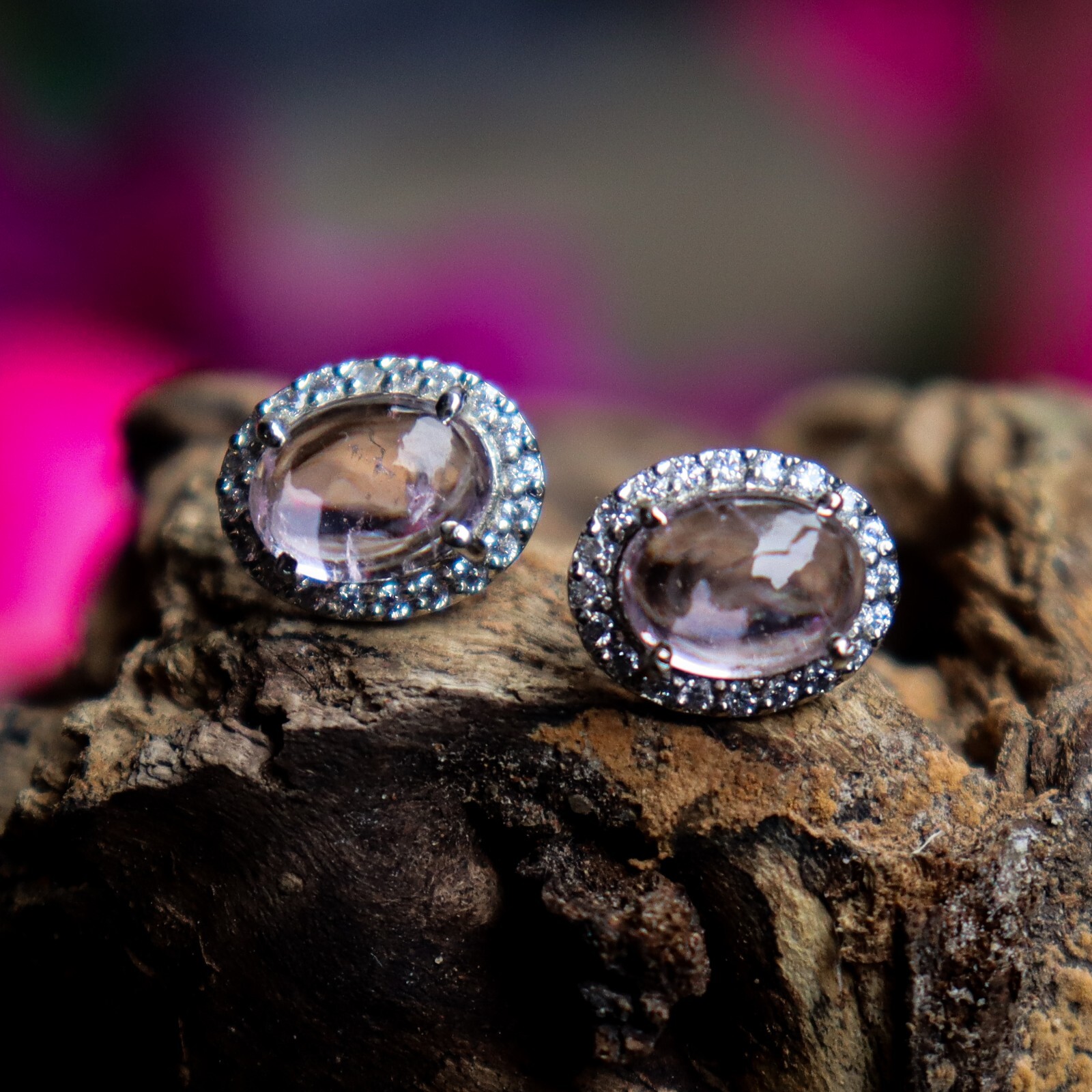 Natural Pink Morganite Studs, Amazing 2.54 Gram ,925 Sterling Silver Studs