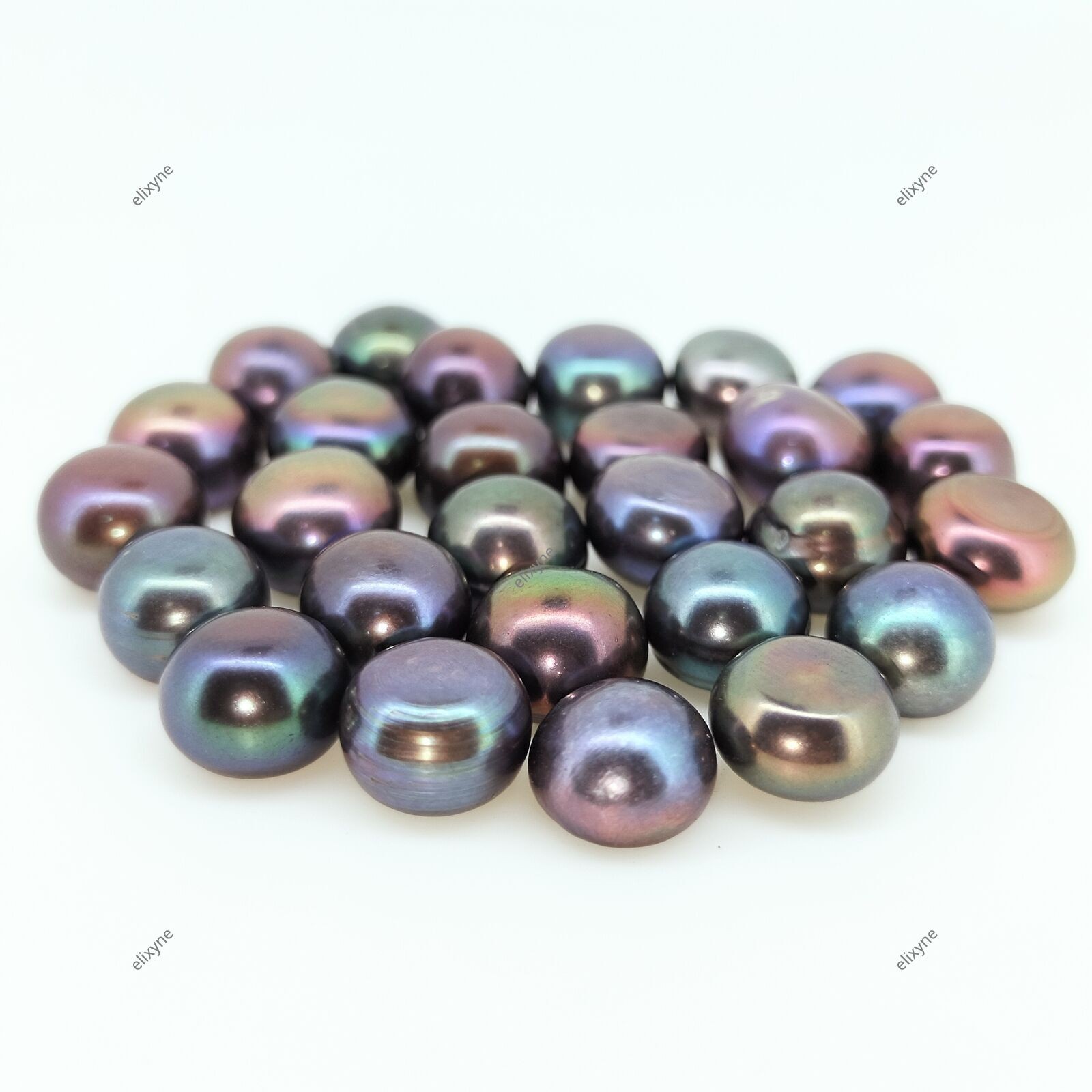Natural Tahitian Pearl 50.50 Cts Round Flat Back Certified Gemstone Lot