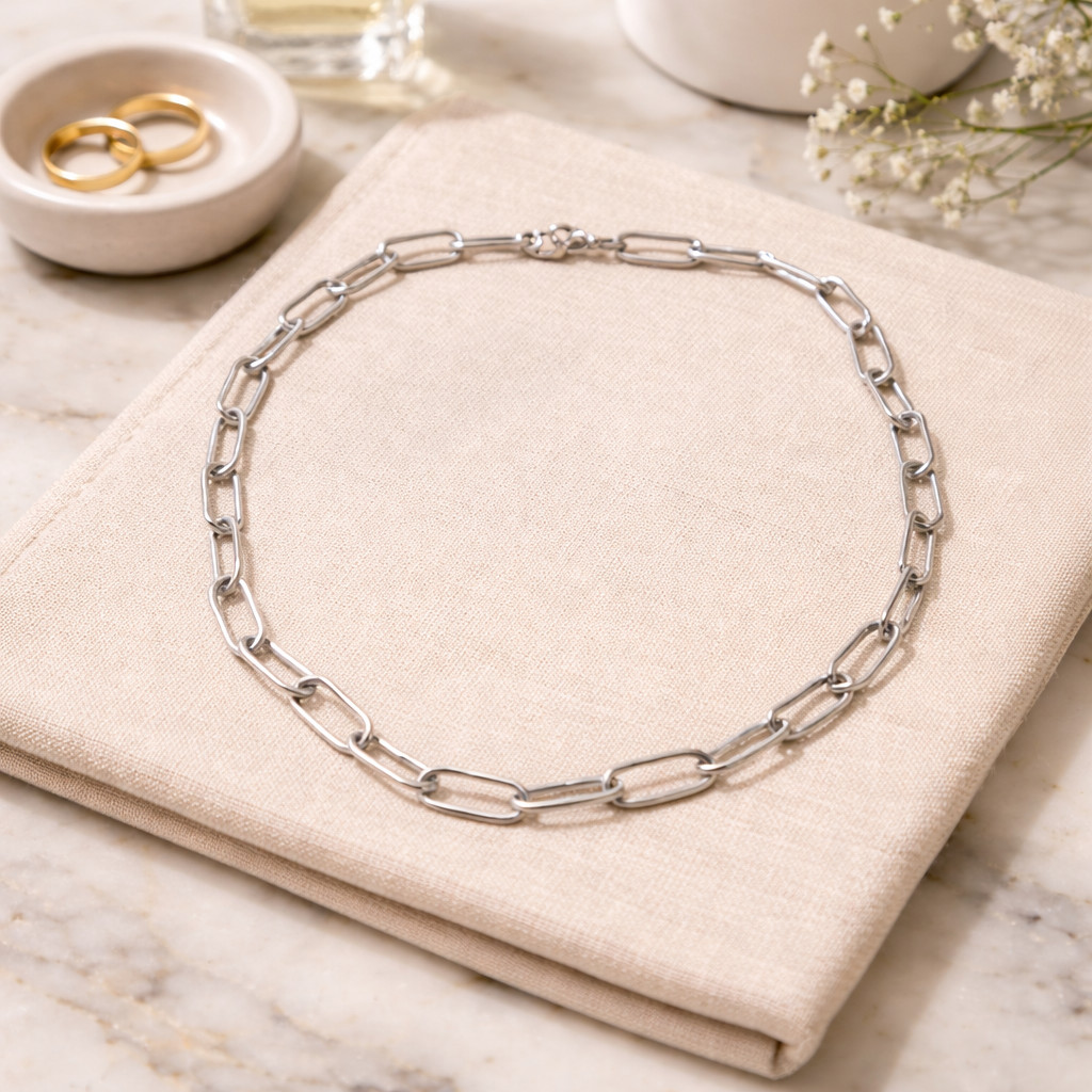 Surgical Stainless Steel Paper Clip Necklace – Chunky Style Links