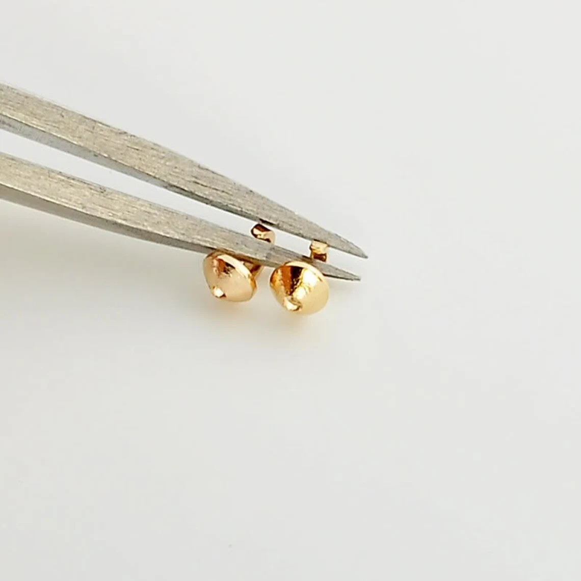 18K Solid Yellow Gold Crimp Hook Bead Tip Cup End Findings Quantity: (2)