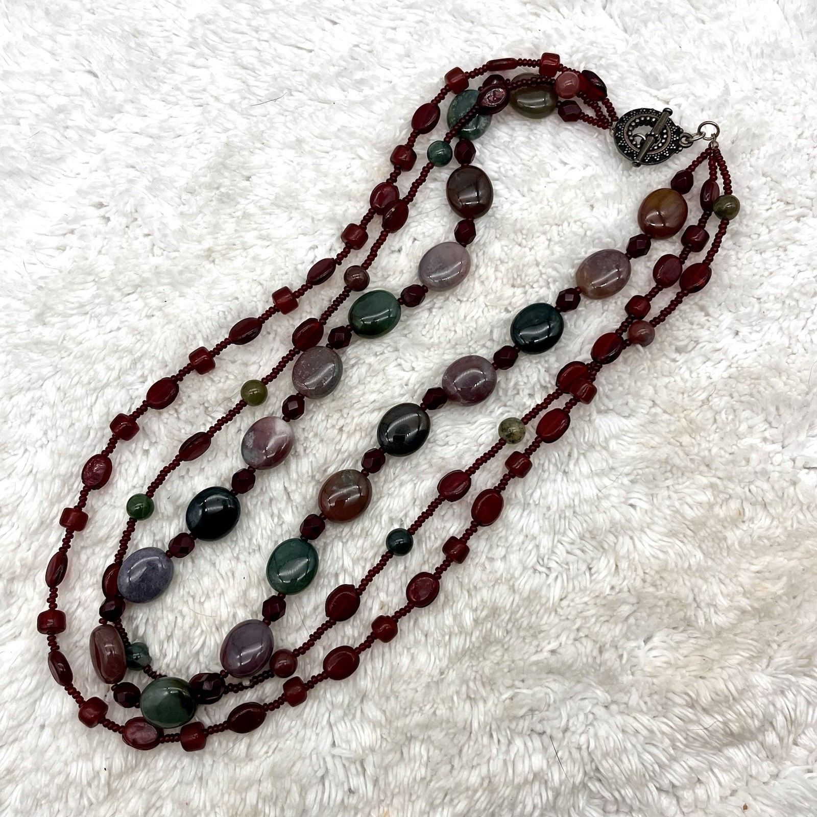 Boho Agate Necklace Bracelet Jewelry Set Rich Earth Tone Stones