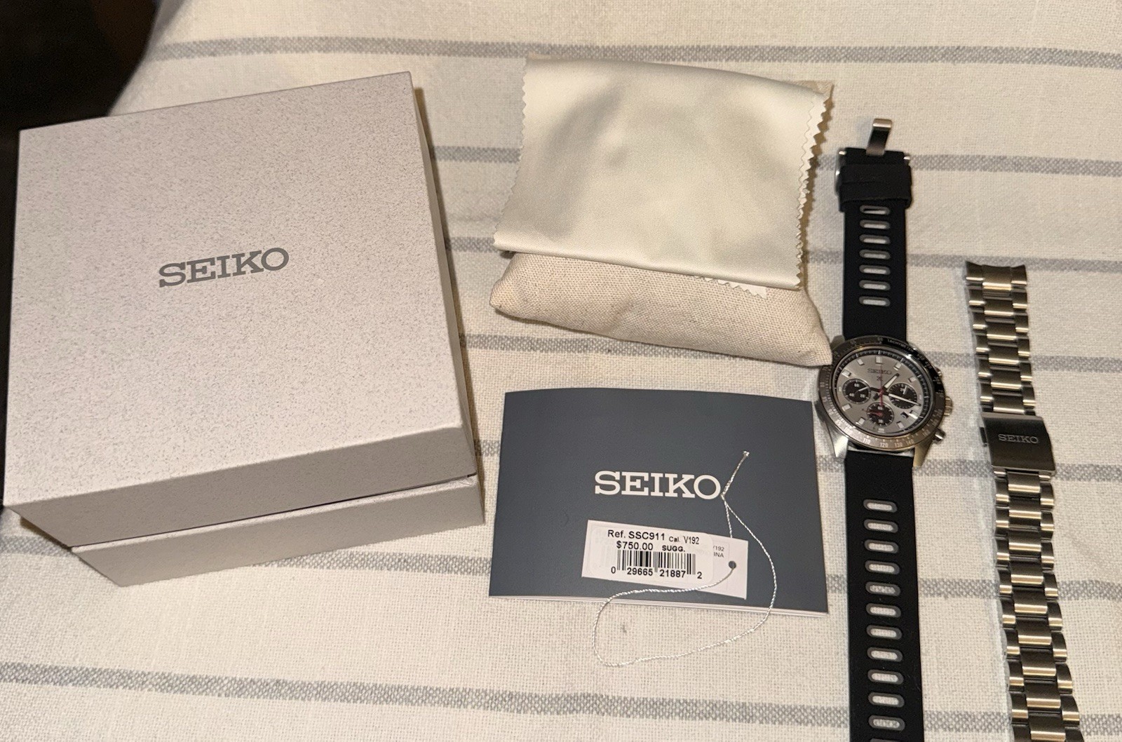 Seiko Prospex Speedtimer Solar Silver Dial Chronograph Men’s Watch – SSC911