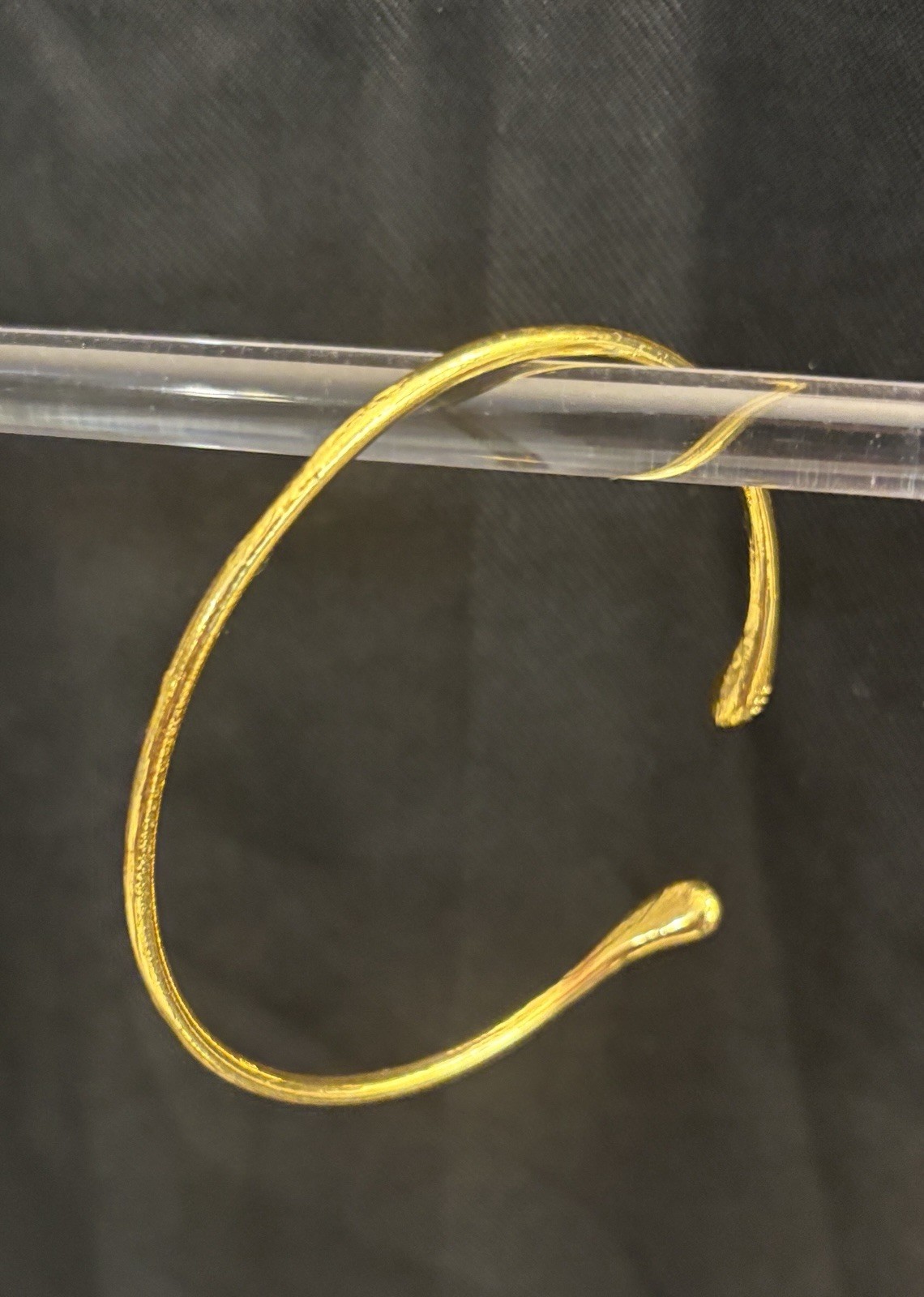 925 Vermeil Gold over Sterling Silver Open Bangle Bracelet 3in x2.5in 12.43grams