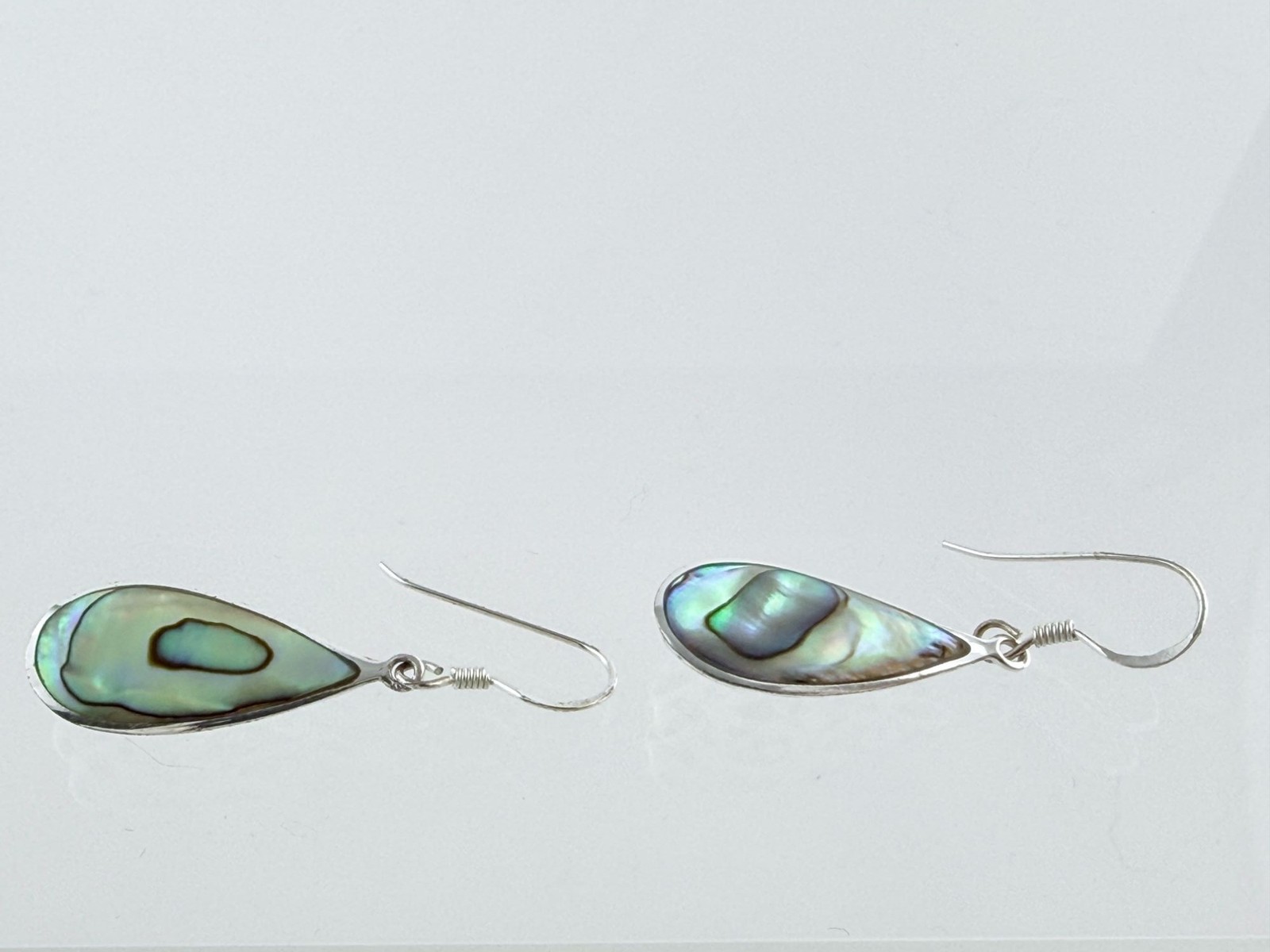 Marsala MC Sterling Silver Abalone Shell Hook Earrings 925 3.7g 1 5/8 Inches