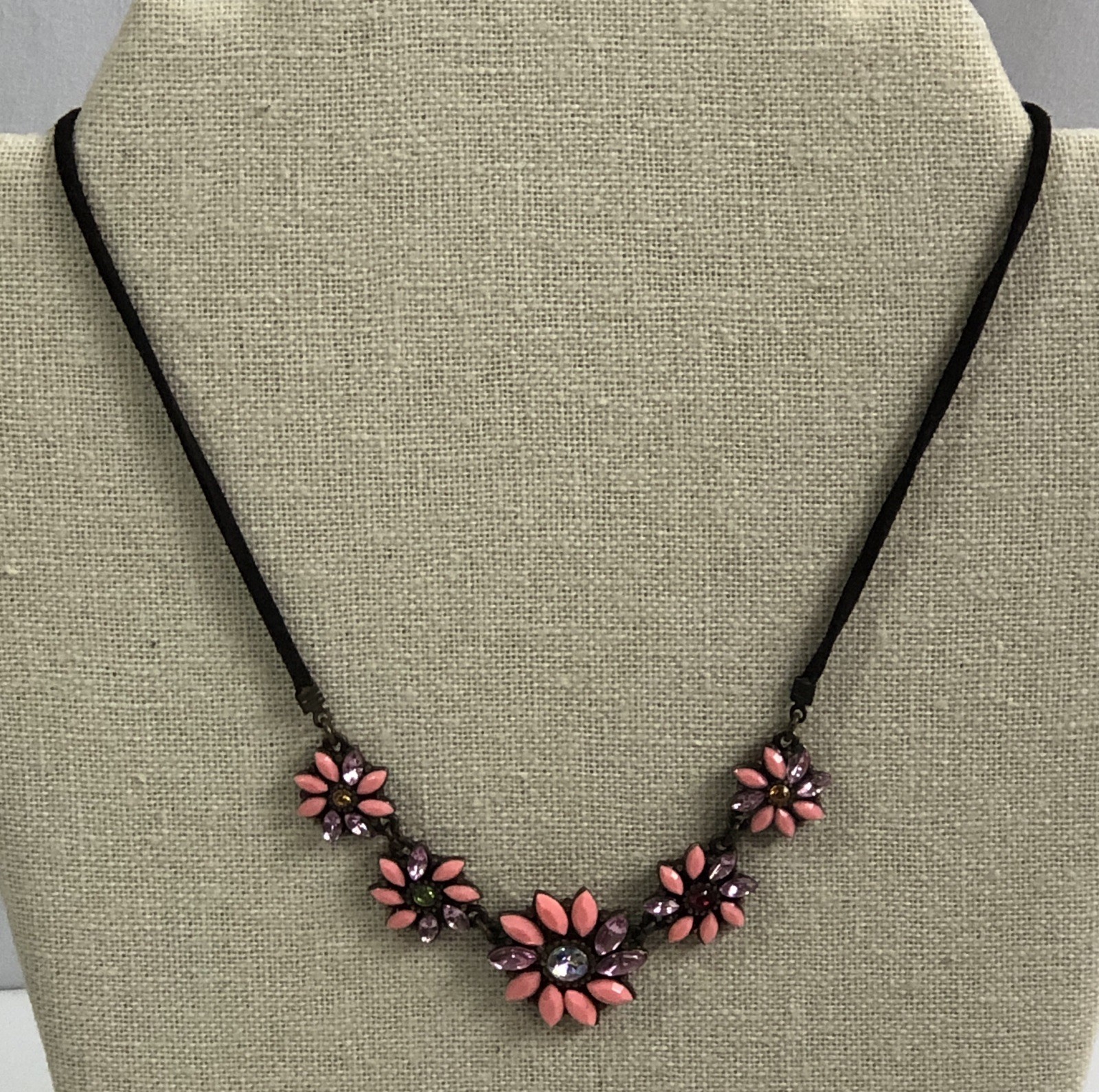 Betsey Johnson Necklace Pink Flower Adjustable Slide