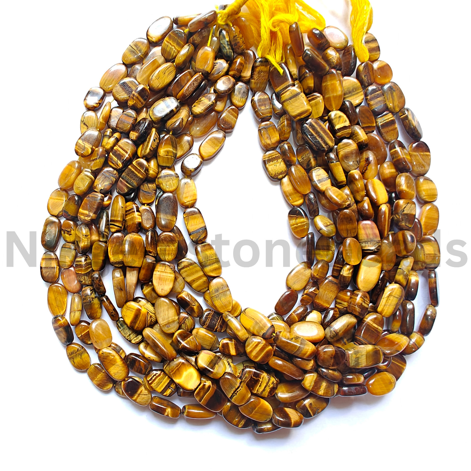 Natural Multi Tiger’s Eye Beads, Smooth & Plain Oval Cut Stone, 8.50-12.00 MM.
