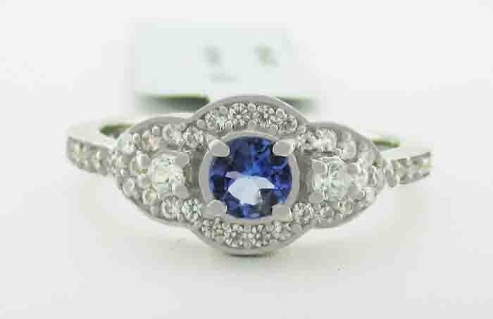 GENUINE 0.45 Cts TANZANITE & WHITE SAPPHIRES RING .925 Sterling Silver – NWT