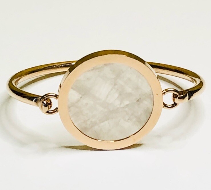 18k Gold Plated Sterling Silver Pink Resin Cuff Bracelet