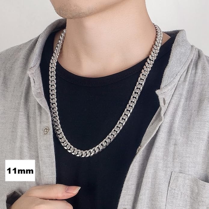 Real Miami Cuban Link Chain Or Bracelet Solid 925 Sterling Silver Box Lock ITALY