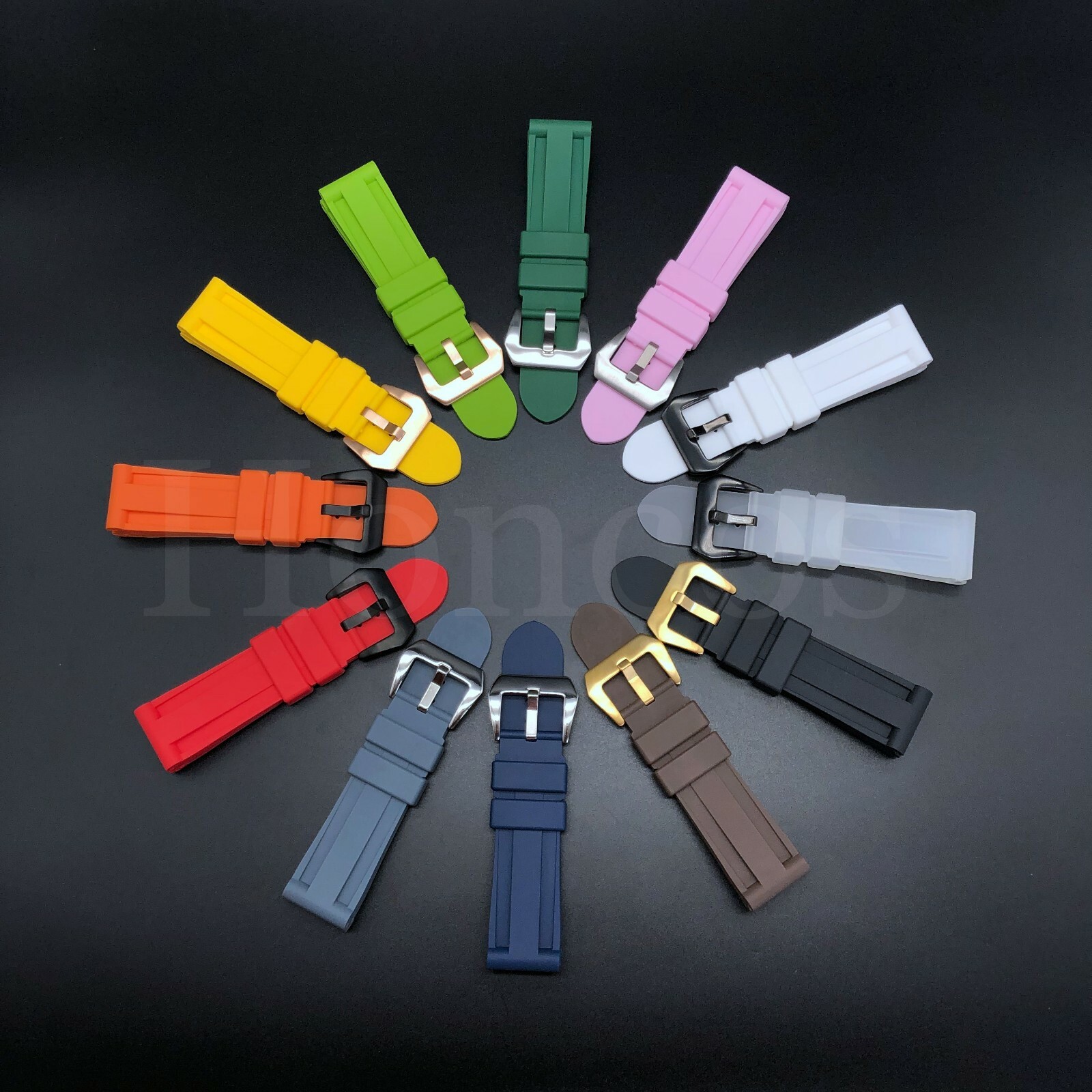 22 – 24 mm HQ Black Soft Rubber Diver Strap Watch Band Fits For PANERAI PAM New