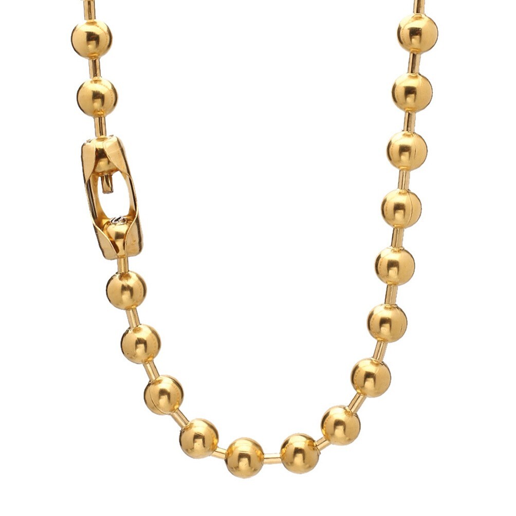 6/8/10/12mm Gold Tone Stainless Steel Ball Beads Chain Necklace 16inch-40inch