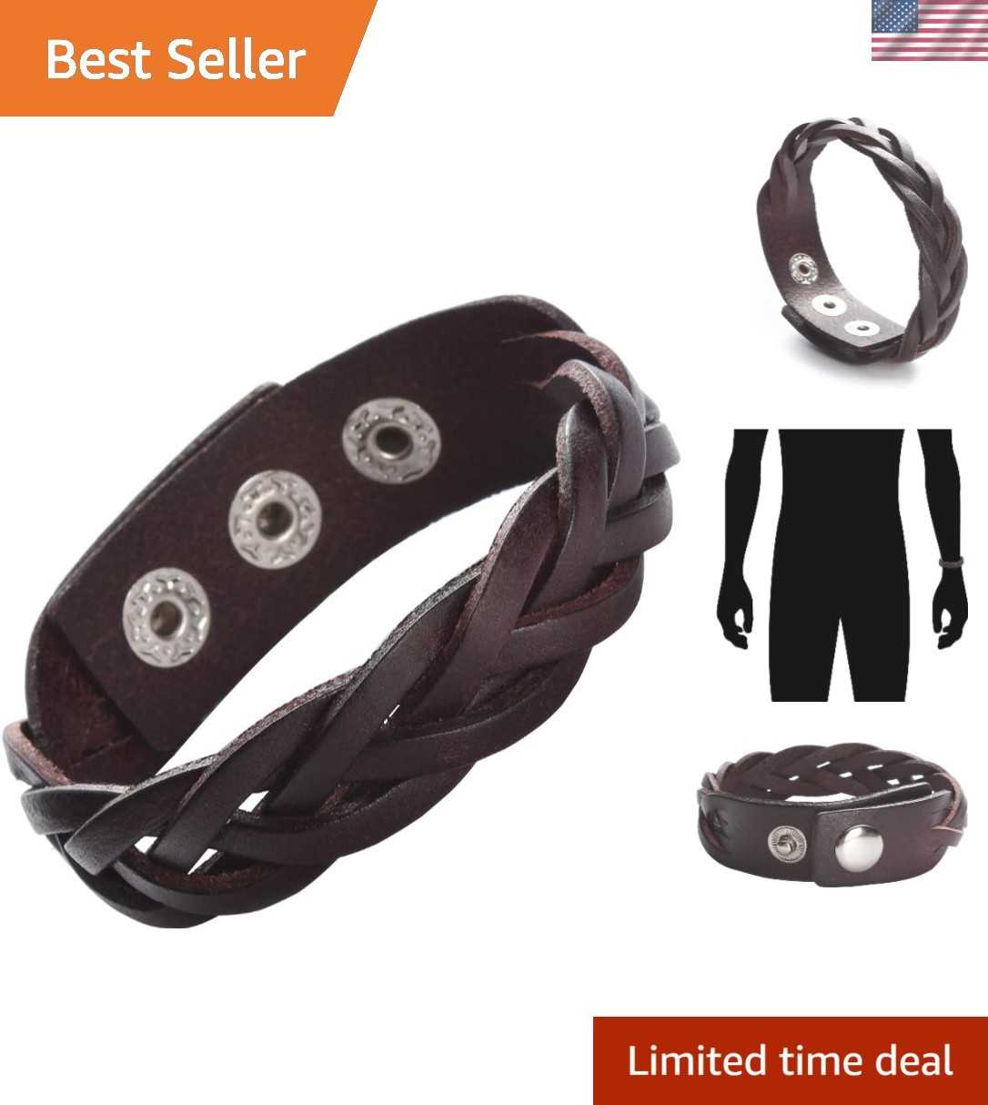 Stylish Adjustable Genuine Leather Bracelet for Men & Women – 7 Colors Available
