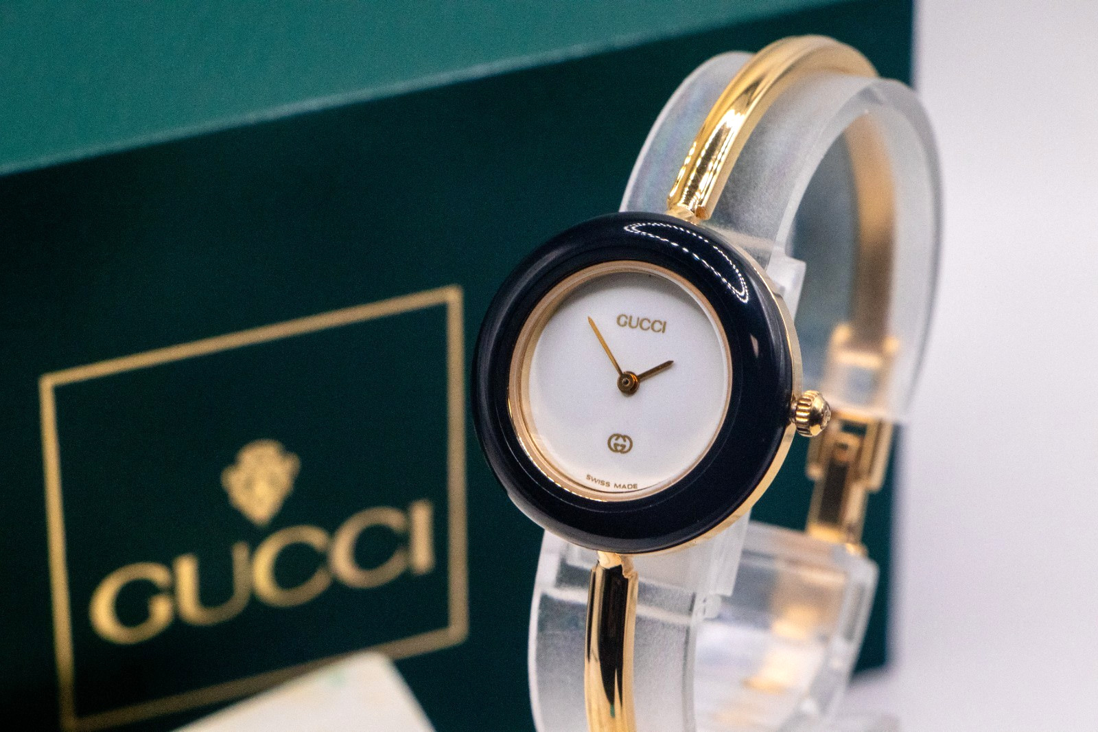 [TOP MINT]GUCCI Change Bezel 11/12.2 1100L Gold Vintage Quartz with Box ＆ Paper