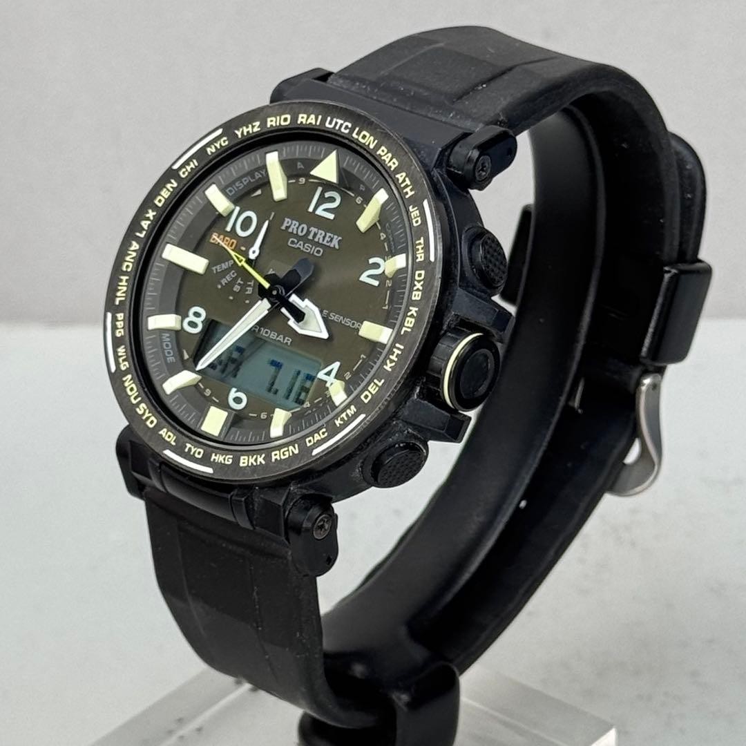 Excellent Condition PROTREK PRG 650YL Tough Solar Black Ana Digi Working