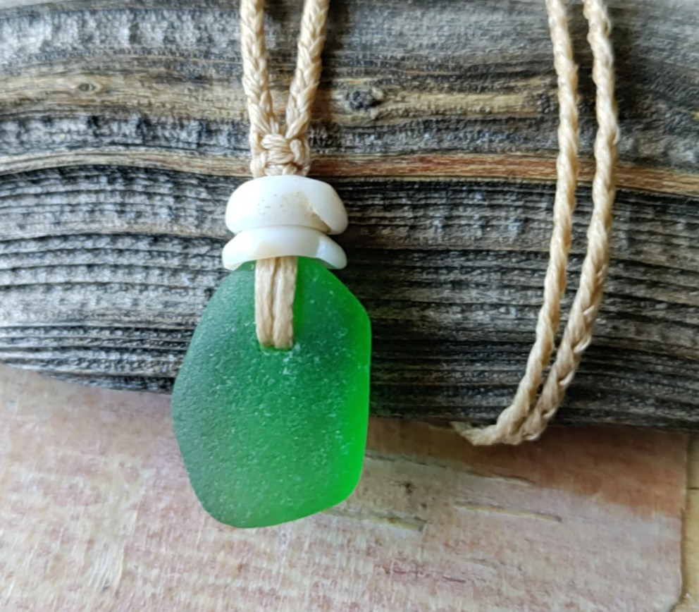 Hawaiian BEACH Sea Glass Beach Necklace Thin Braided Cord Men Or Women Teen