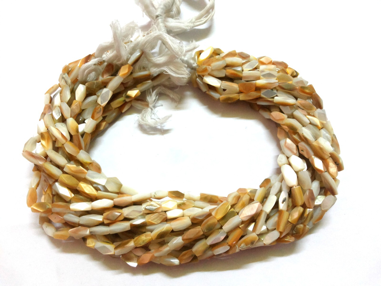 1 Strand Natural MOP Square Faceted 5×9-5x10mm MOP/Smoky Quartz Beads 12″inch
