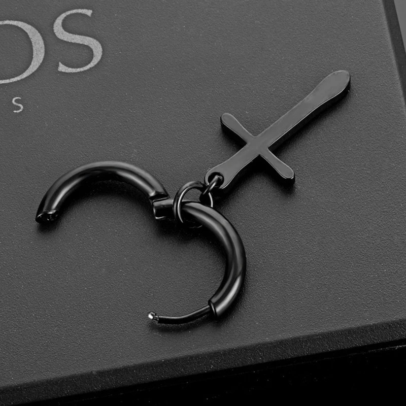 1 Pairs Punk Stainless Steel Stud Earrings Black Earrings Set For Men Women