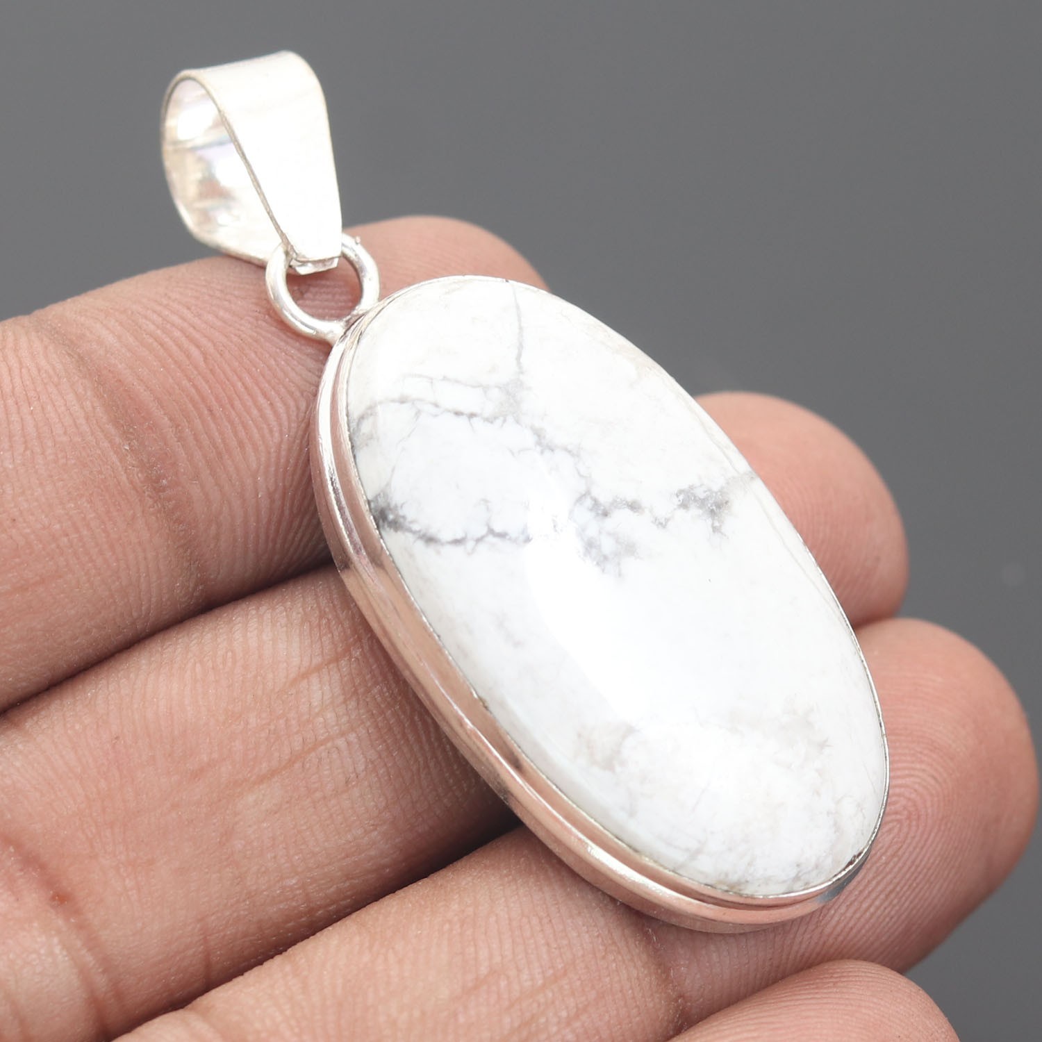 Howlite Gemstone 925 Sterling Silver Handmade Pendant Jewelry Gift For Love