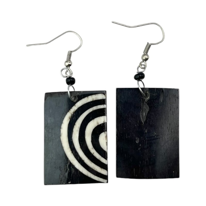 Africa Handmade Batik Print Bovine Bone Earrings – Unique African Jewelry