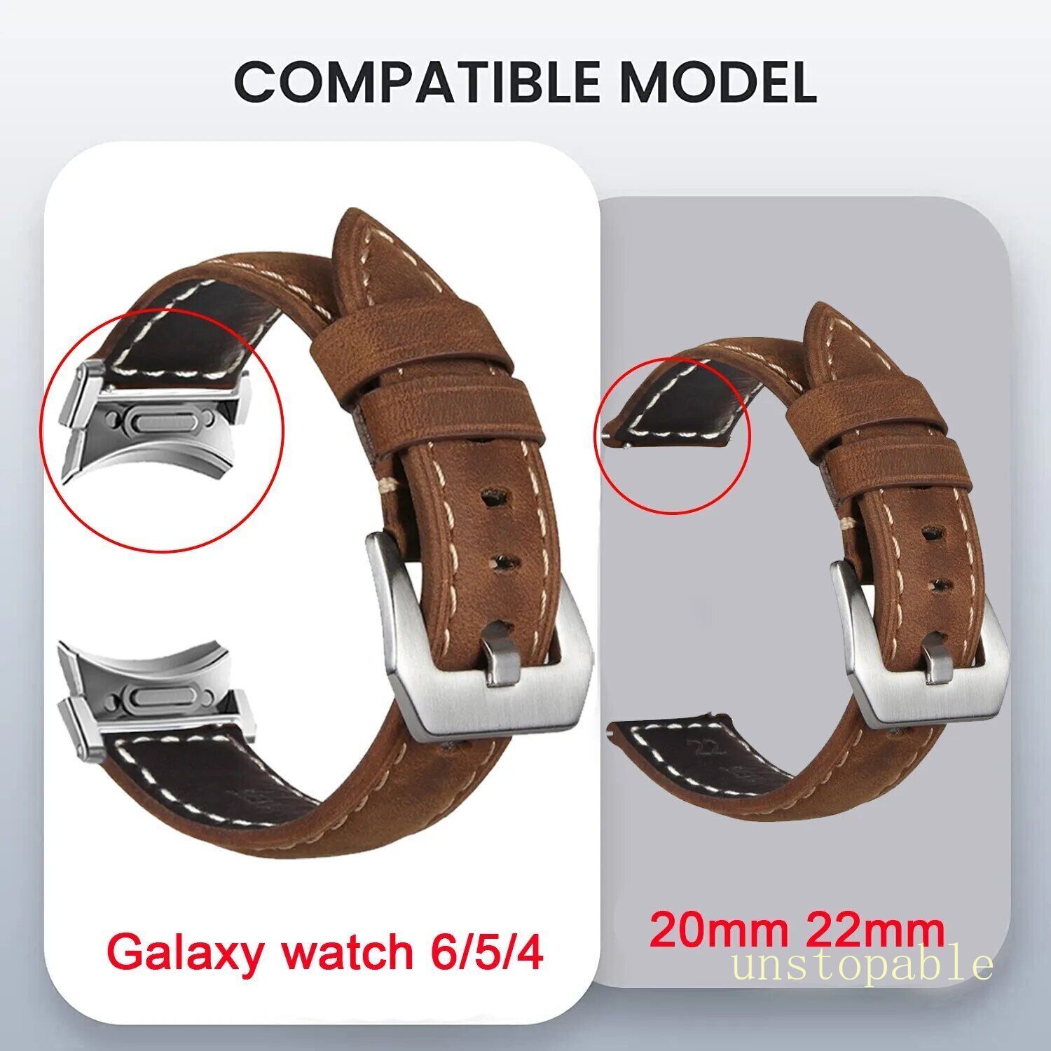 Quick Fit Leather Band Strap For Samsung Galaxy Watch 6 40/44mm Classic 43/47mm
