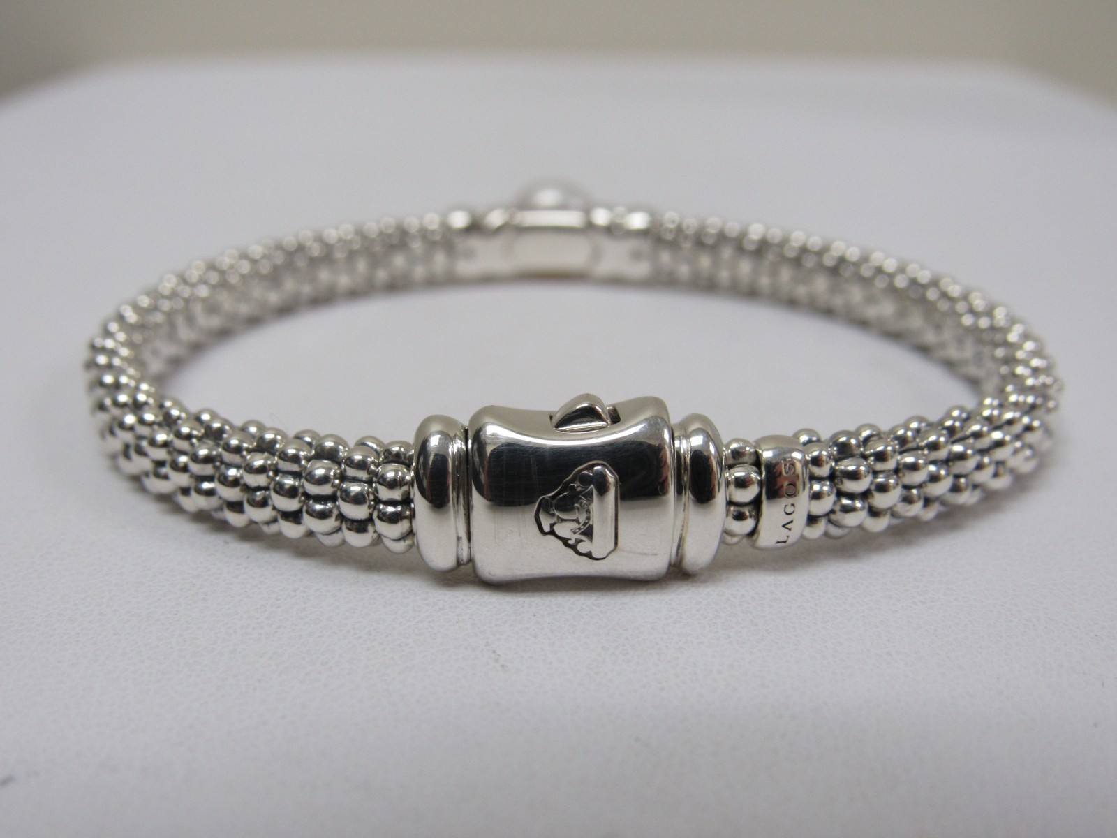 Designer LAGOS Sterling Silver 6mm Luna Pearl Caviar Rope Bracelet