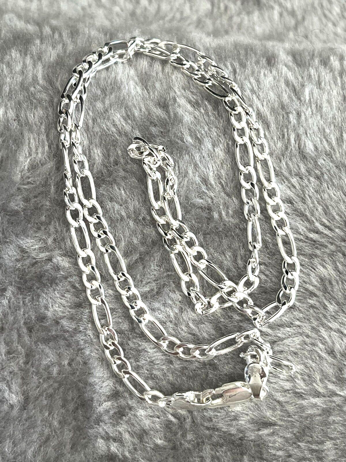Super Nice 925 Silver Plated Figaro Chain Necklace 4mm 22″ Fast Free Shipping