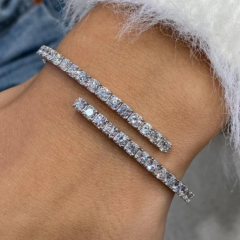 Tennis Cuff Bangle Bracelet 6CT Lab Grown Diamond