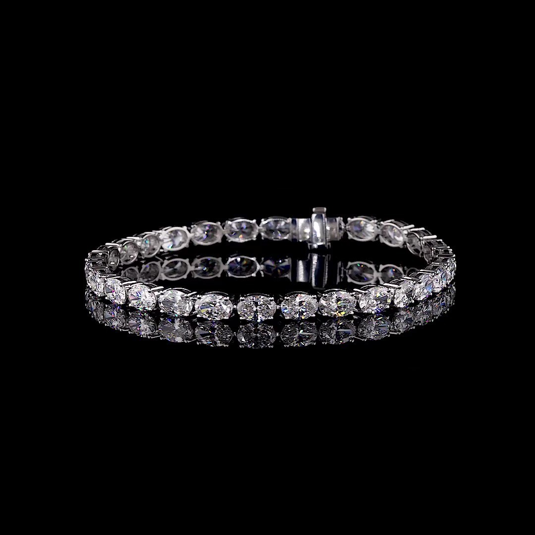 Oval 11.60crt 28pcs 0.40ct each Lab Grown Diamond tennis bracelet 14KWG 7inch