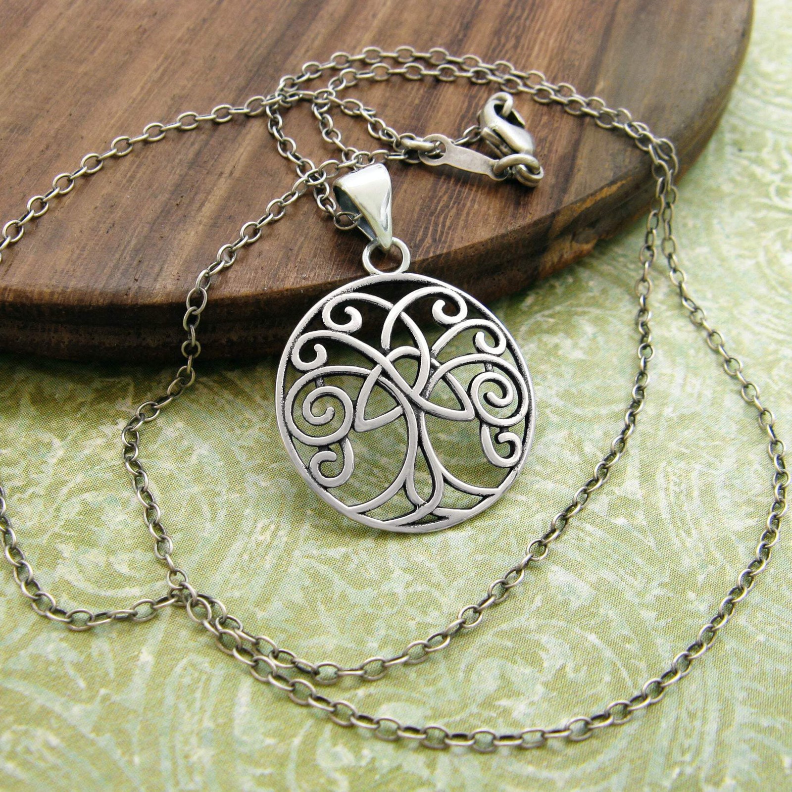 Triquetra Tree of Life Pendant ONLY – No Chain – 925 Sterling Silver