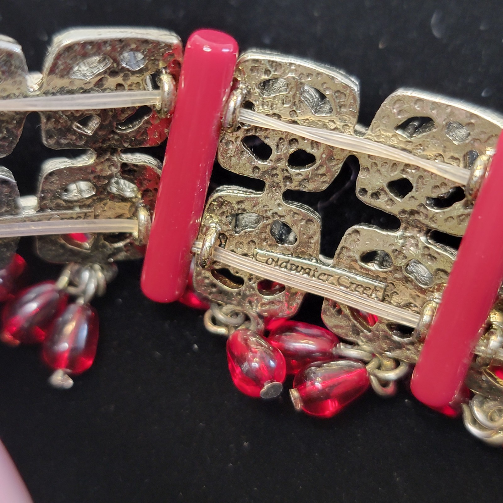 Coldwater Creek Taj Mahal Jewelry Pink Rhinestone Bracelet Earrings + Necklace