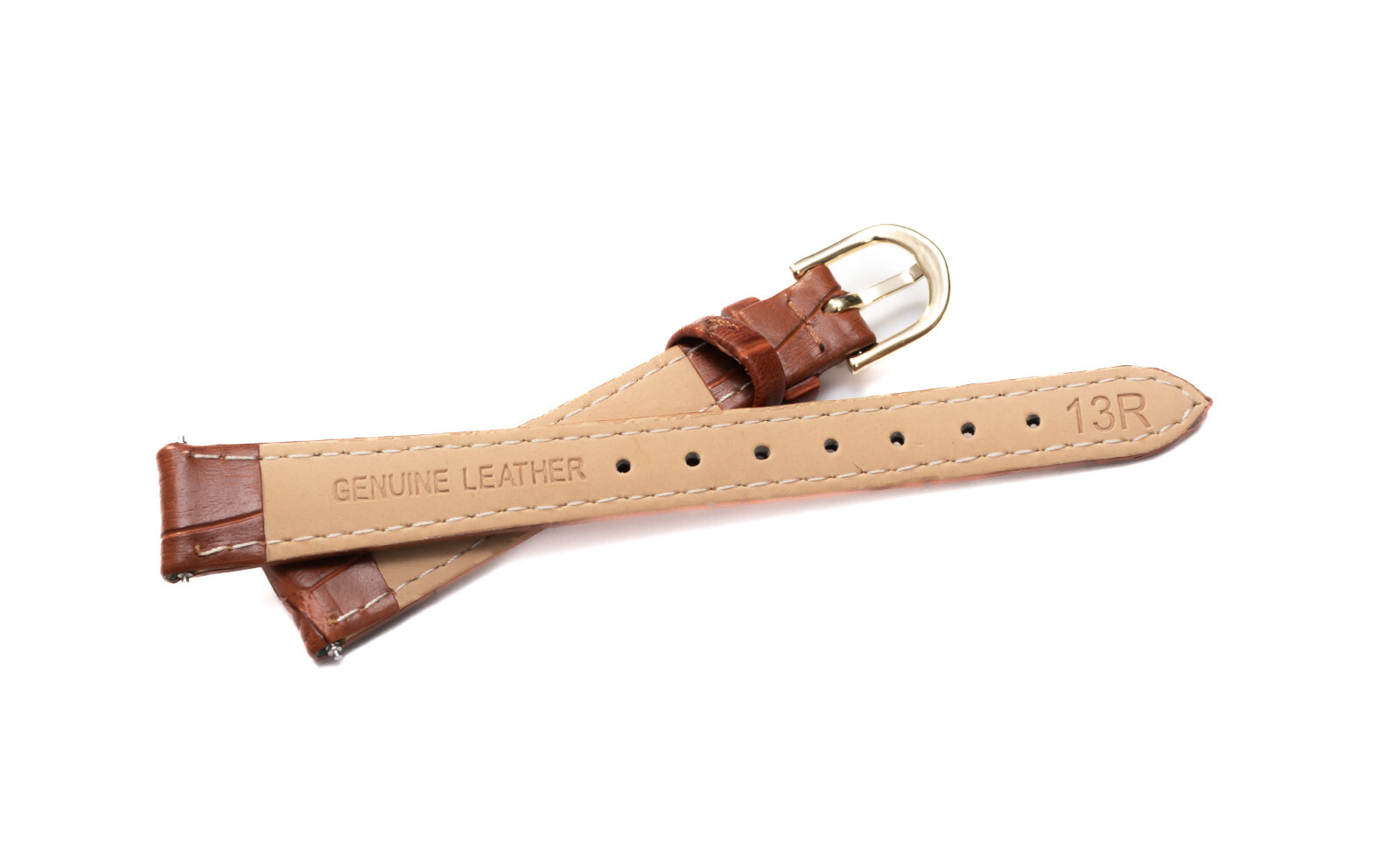 13mm Voguestrap Brown Alligator Grain Padded Dress/Formal Womens Watch Band