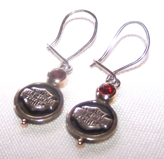 Harley-Davidson Stamped MOD Sterling Silver 925 Bar & Shield 10kt Stone Earrings