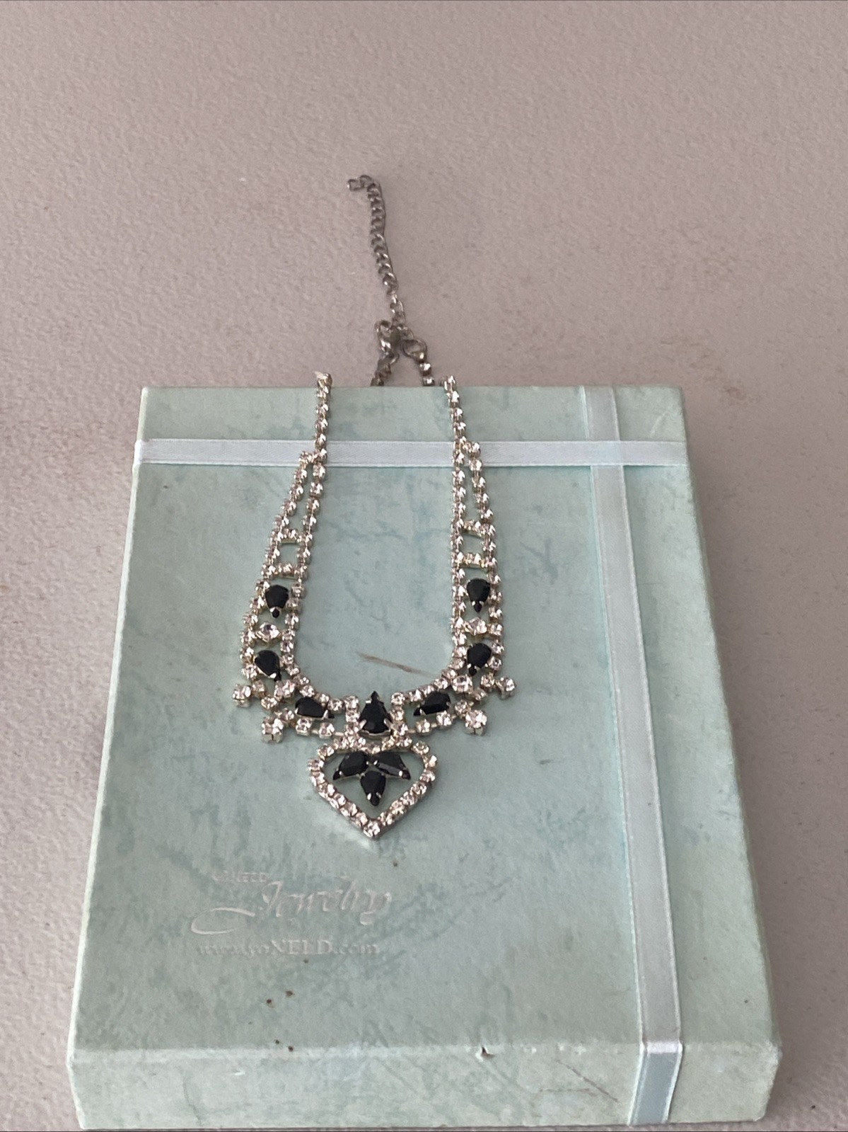 New In Box YOU NEED Jewelry Rhinestone & Shiny Black Beaded Necklace