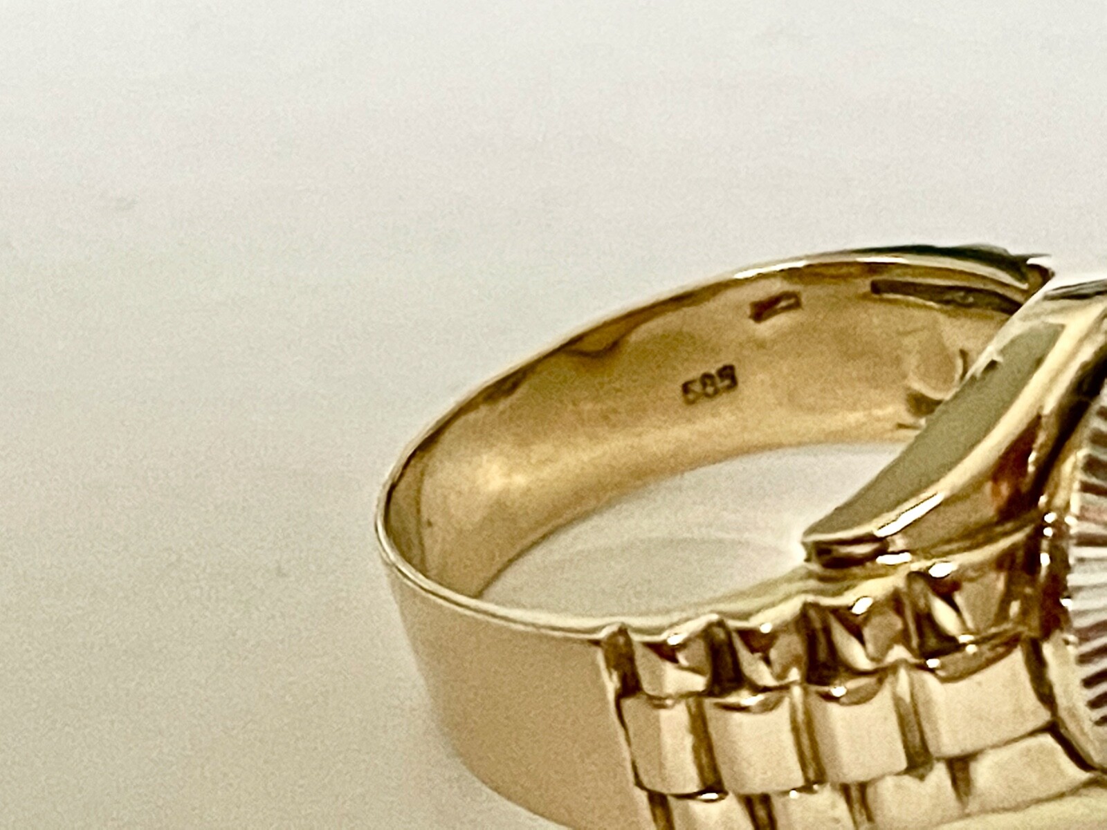 CROWN RING with ZIRCON 585 /14 CARAT GOLD BICOLOR VALUE 1770,-€