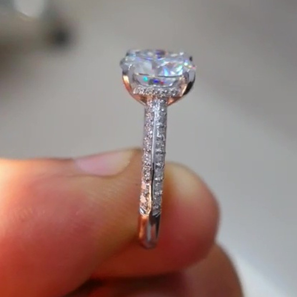1.90 TCW Round Cut Moissanite Solitaire Engagement Ring In 14k White Gold Plated