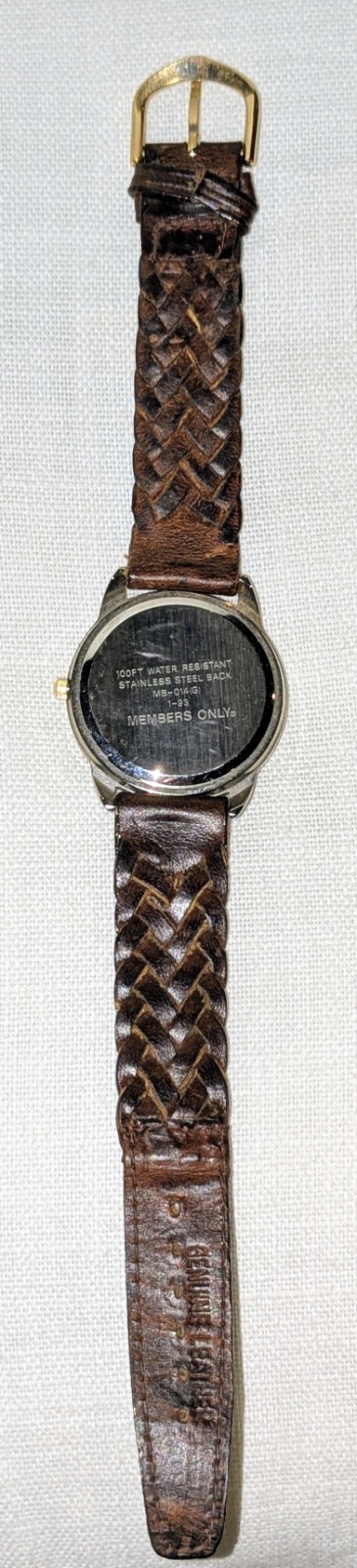 Members Only Men Chronograph Gold Case Brown Leather Band 100ft.Water Resistant