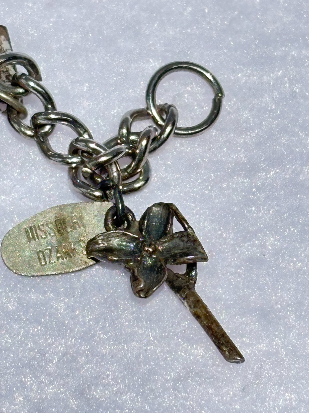 Vintage Sterling Silver Charm Bracelet Travel Themed with 10 Charms 6.5″ length