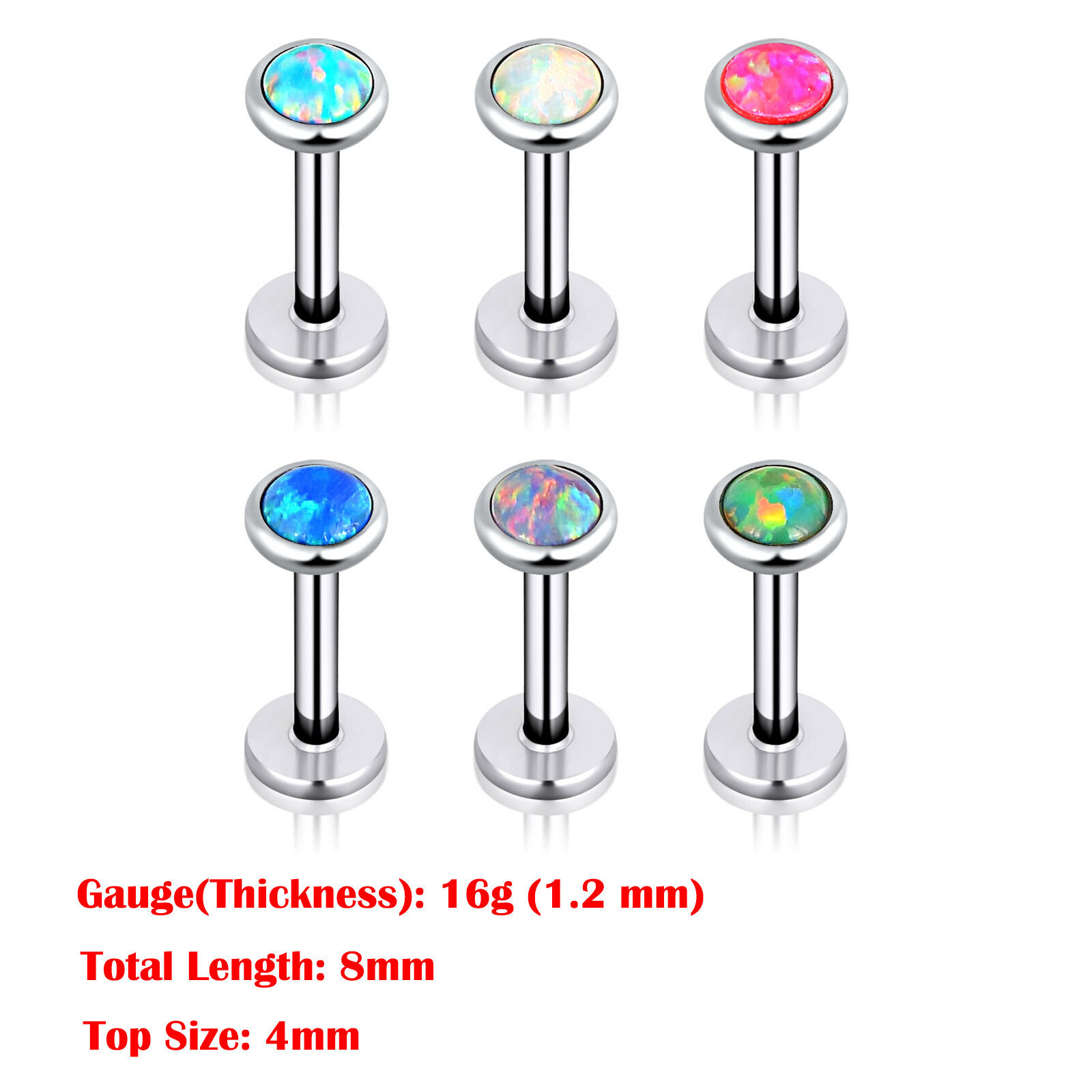 4-24pcs CZ Gems Labret Monroe Lip Rings Helix Tragus Earring Studs 16G Piercing