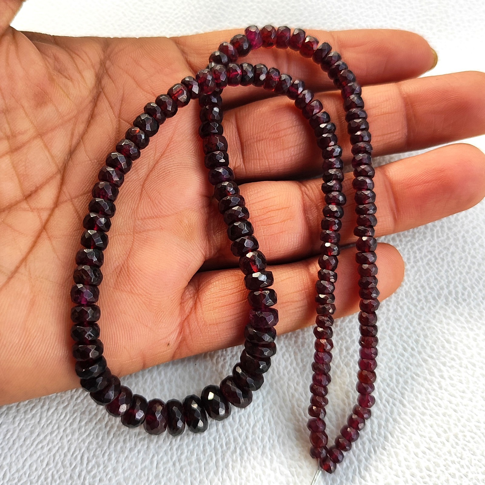 Natural India Garnet 4-8mm Faceted Rondelle Beads 16″ Strand Gemstone Jewelry