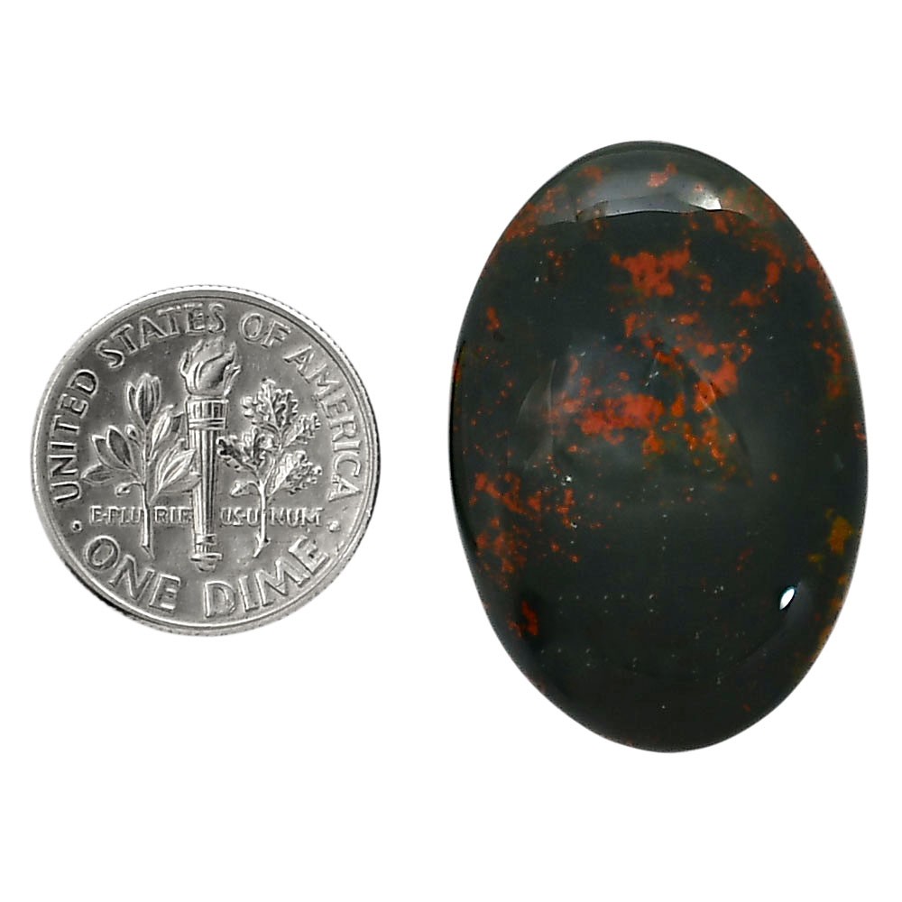 Natural Blood Stone 21.5×31.2×6.5 mm Oval Shape Polished Gemstone LS32-05229